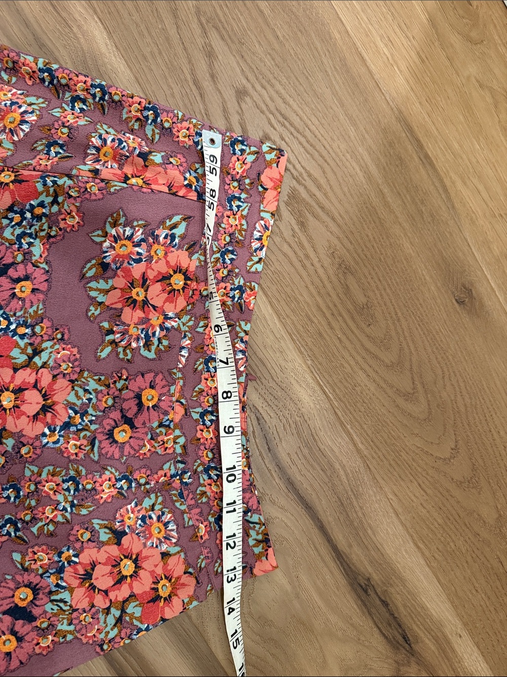 Sezane Mauve Floral Midi Skirt with Coral Blooms - Picture 3 of 3